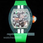 Swiss Clone Richard Mille RM029 Green Carbon Fiber Le Mans Rubber Strap Limited Watch 